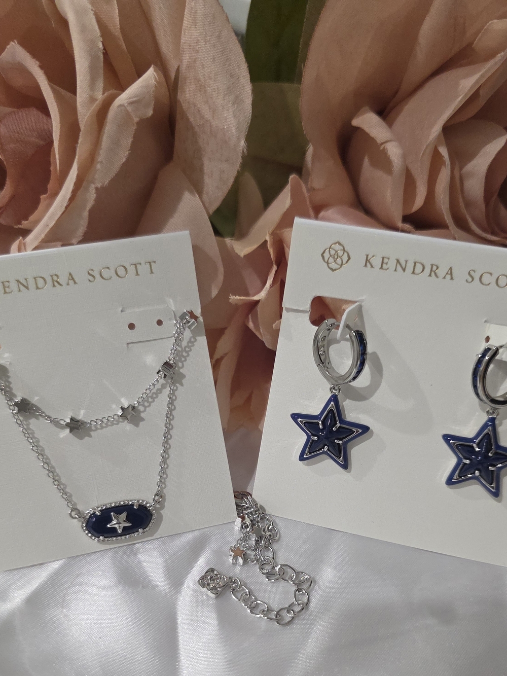 Kendra Scott Dallas Cowboys Inspired Silver Necklace & Star Hoop Earrings Set
